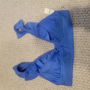 Blue Ruffled Bikini Top